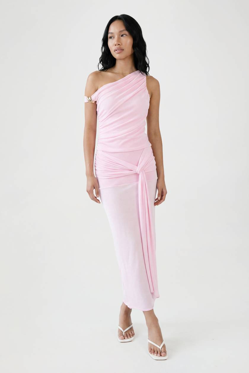 Pink chiffon twist skirt set