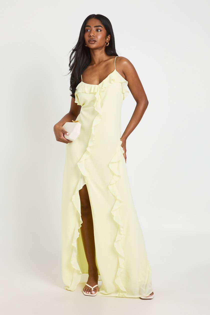 Butter yellow ruffle dress