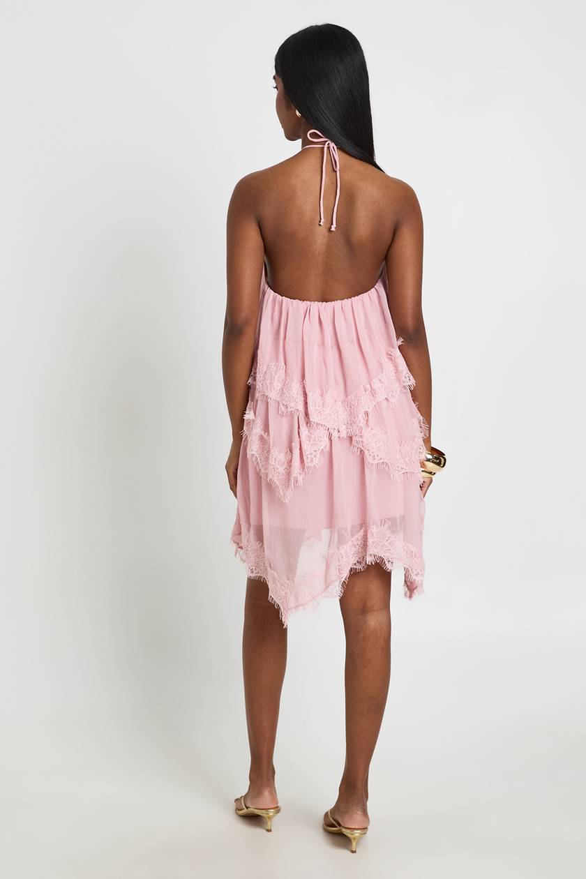 Pink chiffon ruffles dress