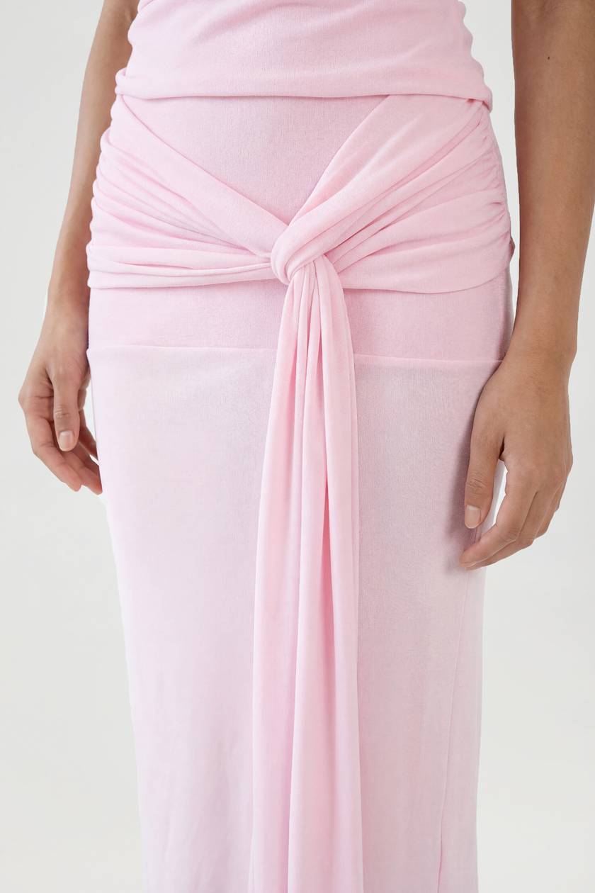 Pink chiffon twist skirt set