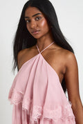 Pink chiffon ruffles dress