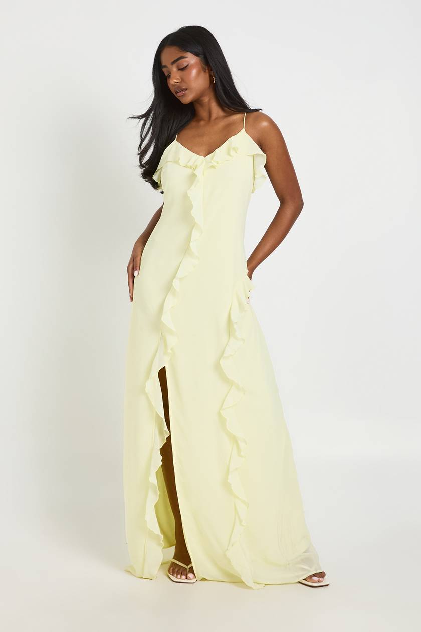 Butter yellow ruffle dress