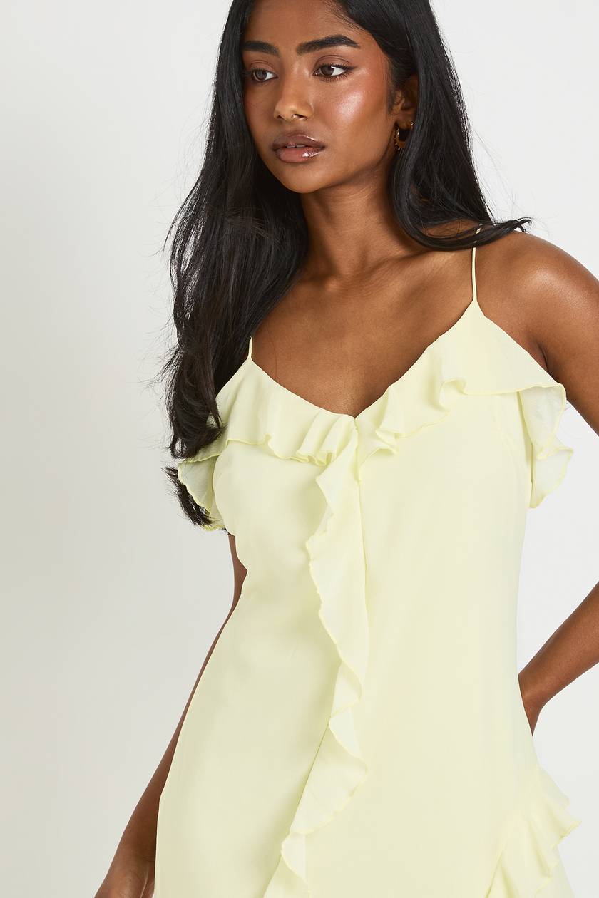 Butter yellow ruffle dress
